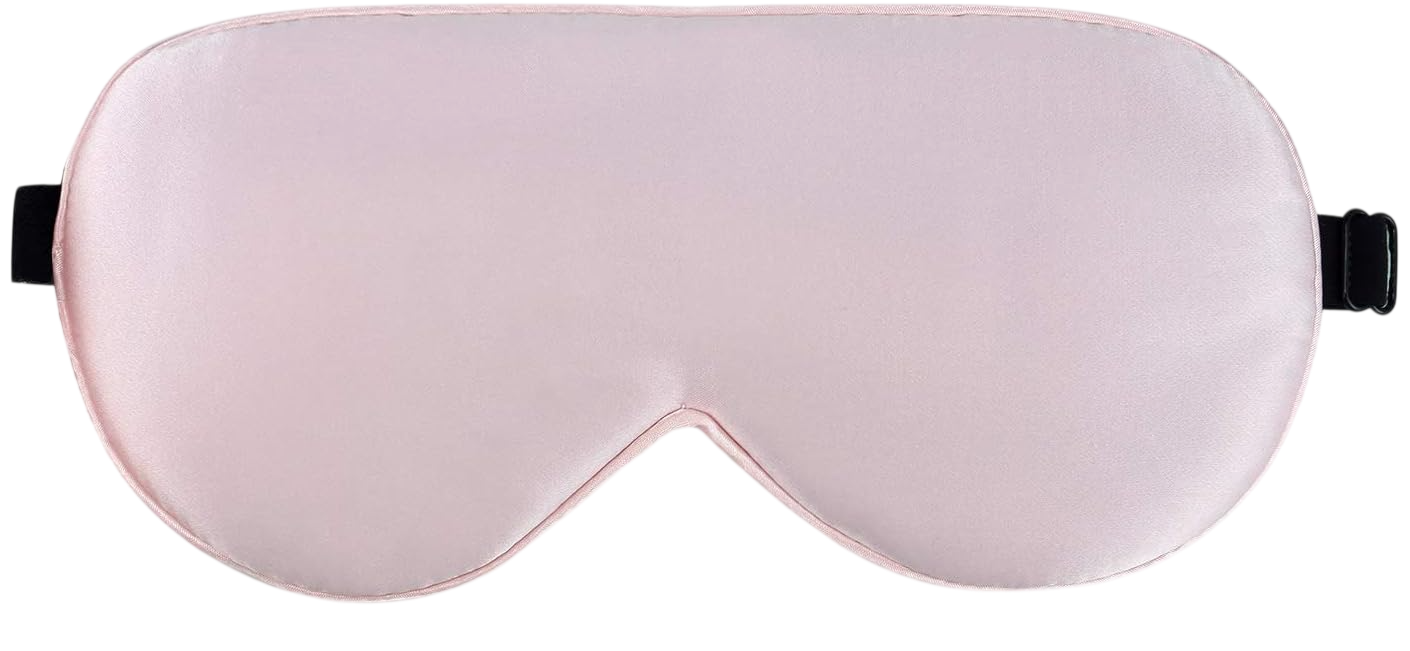 Natural Silk Sleep Eye Mask Pink, Back Black for Blackout by Alaska Bear